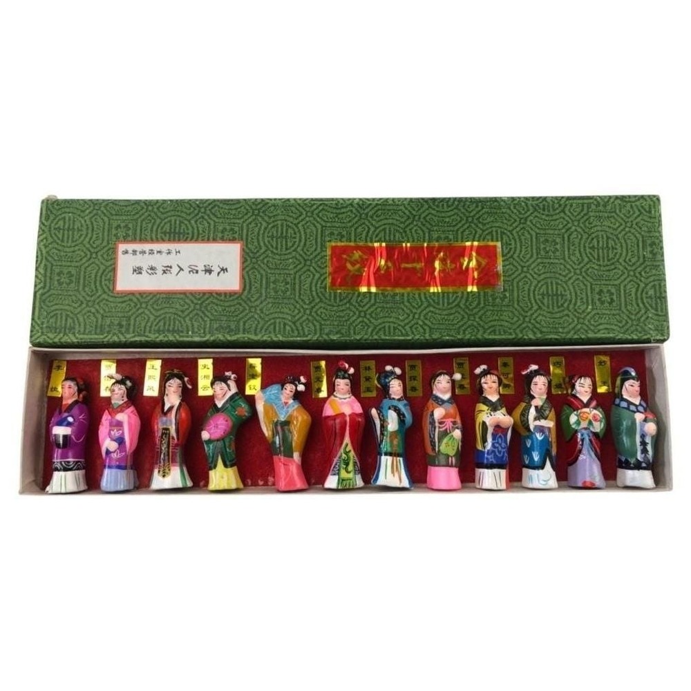 VTG Tianjin Niren Zhang "12 Beauties of Jinling" Hand-Painted Clay Figurine Set